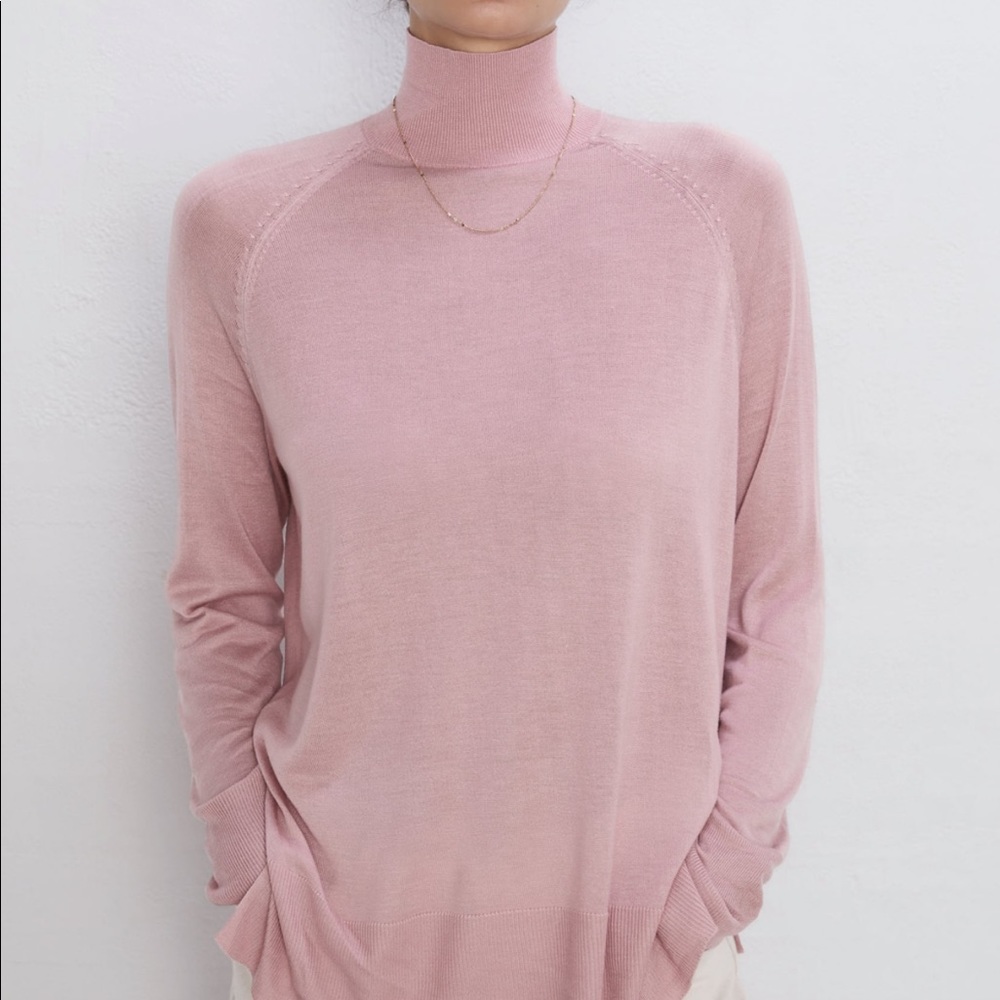NWT Zara Mock neck pink sweater size Medium